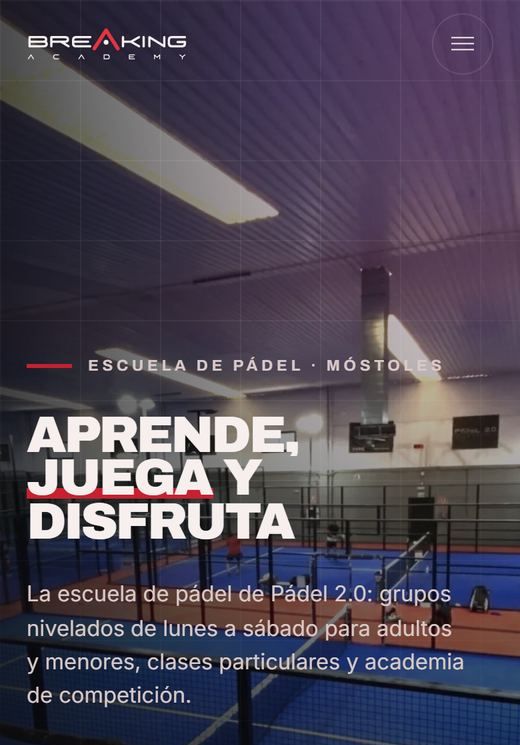 Portada de la web en rojo